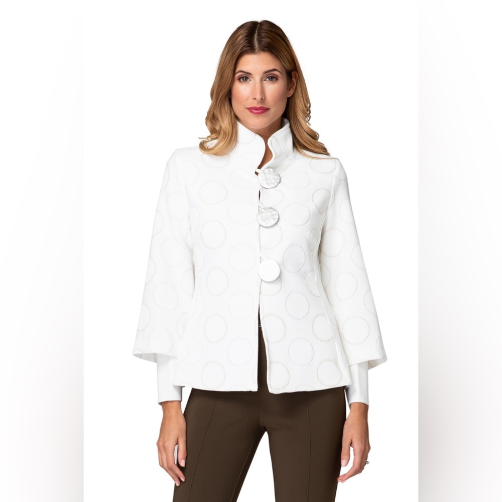 Joseph Ribkoff Ivory Circle Pattern Jacket Like New Women’s size 10